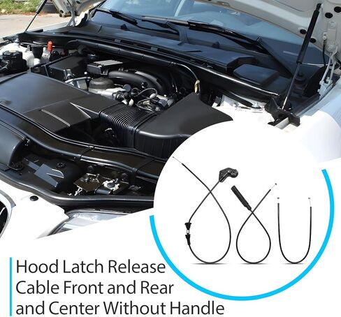 3Pcs Hood Latch Release Cable Front and Rear and Center Without Handle Fits for E46 Series 320i, 323Ci, 323i, 325Ci, 325i, 325xi, 328Ci, 328i, 330Ci, 330i, 330xi, M3 Replace 912-463 912-456 912-464 in Saudi Arabia