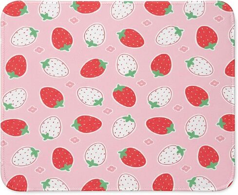 Strawberry Mouse Pad,Cute Strawberry Desk Accessories for Women,Non-Slip Rubber Base Waterproof Smooth Surface,Pink Desk Decor for Office Gaming Computer Laptop in Saudi Arabia