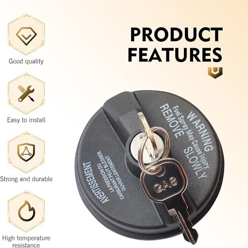 Locking Gas Cap, Fuel Tank Cap with Key, Replaces OEM 05278655AB 5278655A, Compatible with Dodge Chrysler Ram 1500 2500 3500 Journey Caravan Dakota Durango Chrysler 200 300 (Black) in Saudi Arabia