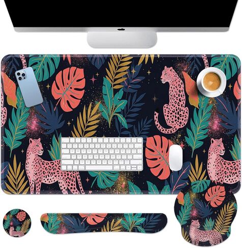 Arttown Ocean Dolphin Desk Mat Turtle Blue Mouse Pad Set 4 in 1 Ergonomic Design Large Mouse Pad + Keyboard Wrist Rest + Mouse Wrist Rest + Coaster Suitable for Home Office Study Game in Kuwait