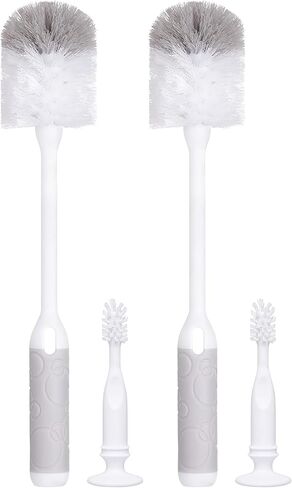 Ubbi Baby Bottle Brush Set, Bottle Brush and Nipple Brush, Baby Cleaning Essentials, Gray (Pack of 2) in Saudi Arabia
