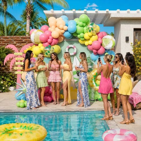 Summer Pool Party Decorations, Tropical 162pcs Pastel Colorful Balloons with Beach Ball Swimming Ring Foil Balloon for Splish Splash Birthday Hawaiian Luau Baby Shower Swimming Water Party Supplies in Kuwait