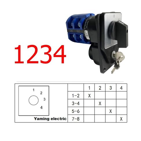 63A Conversion Rotary cam Switch, with Key Circuit Control Electronic Starter selector LW26-63/2(1234) in Saudi Arabia