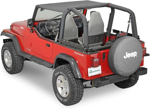 Bikini Top Bimini Brief Sunshade in Black Denim - Full Top All Seats - Fits Jeep Wrangler YJ 1987-1995 - Classic Dark Black Denim Vinyl Fabric - UV-Protected 23 oz Heavy-Duty Vinyl in Saudi Arabia