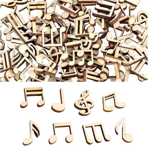 100 Pcs Wooden Music Note Cutouts, Unfinished Wood Pieces for Decorations, DIY Supplies, Unfinished Wood in Saudi Arabia
