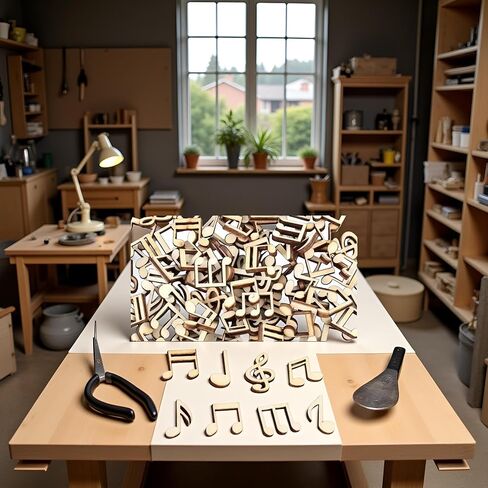 100 Pcs Wooden Music Note Cutouts, Unfinished Wood Pieces for Decorations, DIY Supplies, Unfinished Wood in Saudi Arabia