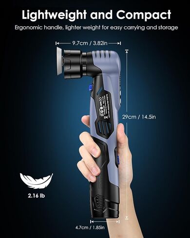 Cordless Mini Polisher – 2/1.5-inch Mini Buffer Polisher, DA/RO Modes, 2*2.0Ah Batteries 6 Variable Speeds, 53 Accessories, Mini Car Polihser for Car Detailing/Polishing in Kuwait