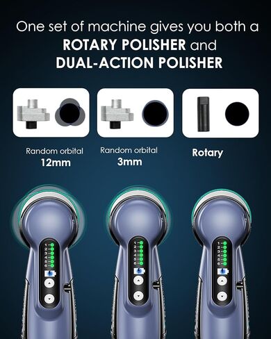 Cordless Mini Polisher – 2/1.5-inch Mini Buffer Polisher, DA/RO Modes, 2*2.0Ah Batteries 6 Variable Speeds, 53 Accessories, Mini Car Polihser for Car Detailing/Polishing in Kuwait