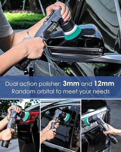 Cordless Mini Polisher – 2/1.5-inch Mini Buffer Polisher, DA/RO Modes, 2*2.0Ah Batteries 6 Variable Speeds, 53 Accessories, Mini Car Polihser for Car Detailing/Polishing in Kuwait
