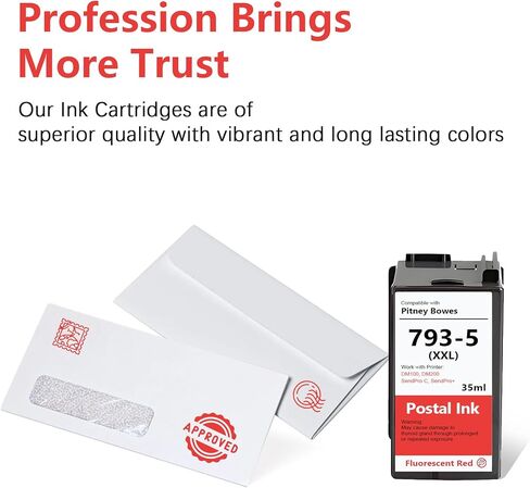 2 Pack 793-5 Ink Cartridge High Capacity Replacement for Pitney Bowes 793-5 Red Ink Work with DM100, DM200 and SendPro C and SendPro+ Postage Meter, 35ml in Saudi Arabia