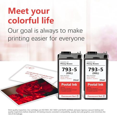 2 Pack 793-5 Ink Cartridge High Capacity Replacement for Pitney Bowes 793-5 Red Ink Work with DM100, DM200 and SendPro C and SendPro+ Postage Meter, 35ml in Saudi Arabia