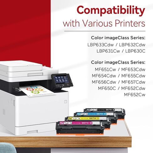 Compatible 067H 067 Toner Cartridge Set MF656Cdw MF654Cdw Replacement for Canon 067H Compatible for Color ImageClass LBP632Cdw MF653Cdw LBP633Cdw MF650C LBP630C MF652Cw Printer 4 Pack in Saudi Arabia