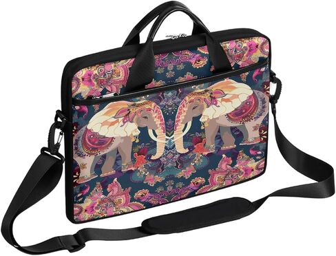 15 Inch Indian Elephant Mandala Paisley Laptop Bag for Women Men, Waterproof Oxford Laptop Case with Shoulder Strap, Shockproof Computer Sleeve for Office, Travel, School in Saudi Arabia