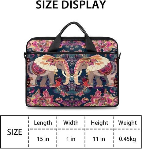 15 Inch Indian Elephant Mandala Paisley Laptop Bag for Women Men, Waterproof Oxford Laptop Case with Shoulder Strap, Shockproof Computer Sleeve for Office, Travel, School in Saudi Arabia