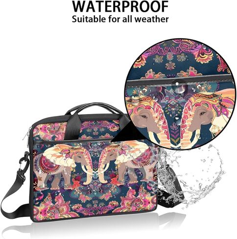 15 Inch Indian Elephant Mandala Paisley Laptop Bag for Women Men, Waterproof Oxford Laptop Case with Shoulder Strap, Shockproof Computer Sleeve for Office, Travel, School in Saudi Arabia