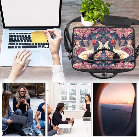 15 Inch Indian Elephant Mandala Paisley Laptop Bag for Women Men, Waterproof Oxford Laptop Case with Shoulder Strap, Shockproof Computer Sleeve for Office, Travel, School in Saudi Arabia