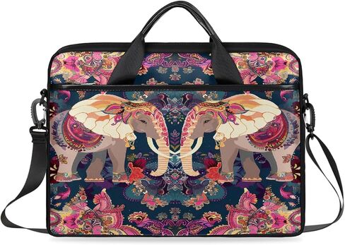 15 Inch Indian Elephant Mandala Paisley Laptop Bag for Women Men, Waterproof Oxford Laptop Case with Shoulder Strap, Shockproof Computer Sleeve for Office, Travel, School in Saudi Arabia