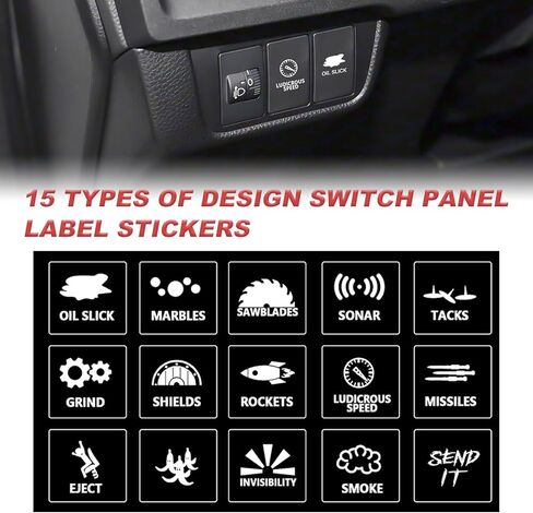 2Pcs Novelty Stickers for Car or Truck Unused Button, Transparent Vinyl Car Switch Sticker, Control Dash Button Stickers, Automotive Interior Decals (15 Patterns) in Saudi Arabia