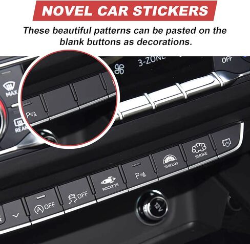2Pcs Novelty Stickers for Car or Truck Unused Button, Transparent Vinyl Car Switch Sticker, Control Dash Button Stickers, Automotive Interior Decals (15 Patterns) in Saudi Arabia