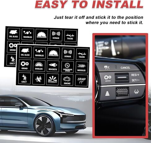 2Pcs Novelty Stickers for Car or Truck Unused Button, Transparent Vinyl Car Switch Sticker, Control Dash Button Stickers, Automotive Interior Decals (15 Patterns) in Saudi Arabia