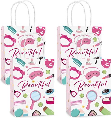 Lemicin 12 Pcs Summer Goodie Bags Pool Party Favor Bags Treat Candy Snack Bag Paper Beach Gift Bags with Handles for Hawaiian Luau Birthday Baby Shower Hello Summer Pool Holiday Party Supplies in Kuwait