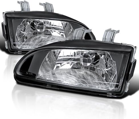 SPEC-D ضبط المصابيح الأمامية السوداء متوافقة مع 1992-1995 Honda Civic 2/3/4Dr L+R مجموعة مصابيح إضاءة الرأس in Kuwait