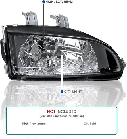 SPEC-D ضبط المصابيح الأمامية السوداء متوافقة مع 1992-1995 Honda Civic 2/3/4Dr L+R مجموعة مصابيح إضاءة الرأس in Kuwait