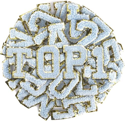 36Pcs Chenille Letter Number Patches,Self Adhesive Patches Stick on Patch for Fabric Clothes Hats Bags Jackets(A-Z,0-9)(White) in Saudi Arabia