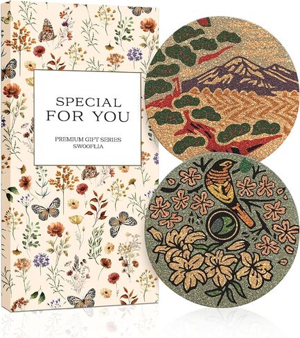 Swooflia Car Coasters for Women - Checkered Ceramic Car Cupholder Coaster Cool Absorbent Mat Coaster with Cork Base 2 Pack Automotive Cup Holder Accessories New Driver Gifts for Decor in Saudi Arabia