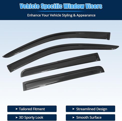FREEMOTOR802 Tape-on Window Deflectors Fits 2007-2017 Jeep Compass, Rain Guards Side Window Visors Wind Deflectors Vent Visors Slim Style Smoke Tinted Acrylic 4 Pieces in Kuwait