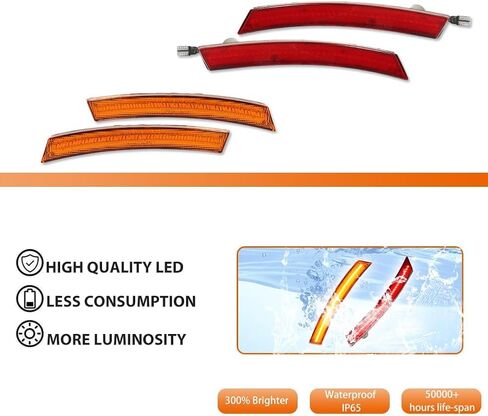 ADIIL كهرمان/أحمر كامل LED أمامي وخلفي مجموعة مصابيح جانبية مدخنة متوافقة مع 2002-2008 MINI Cooper R50 R52 R53، استبدل مصابيح العلامات الجانبية OEM (العنبر LED وRed LED) in Kuwait