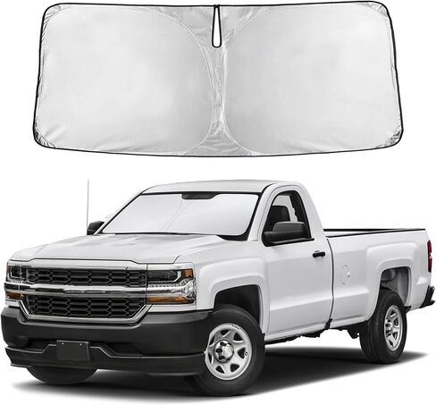 Autovir Windshield Sun Shade Fit for 2014-2017 2018 2019 Chevy Silverado GMC Sierra1500-3500 Sunshade, Front Car Window Shades Sun Visor, Blocks UV Rays & Heat, Car Accessories in Saudi Arabia