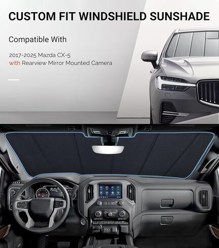 Pigenius Windshield Sunshade for Mazda CX-5 2017-2025, Front Window Sun Shade - Safeguard Upgraded in Kuwait