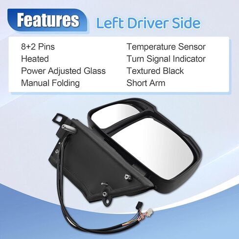 CH1320376 CH1321417 Left & RightSide Mirror Replacement for Dodge Ram Promaster 1500 2500 3500 2014-2024 with Heated Temperature Sensor Turn Signal Indicator Short Arm in Saudi Arabia