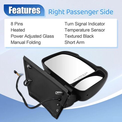 CH1320376 CH1321417 Left & RightSide Mirror Replacement for Dodge Ram Promaster 1500 2500 3500 2014-2024 with Heated Temperature Sensor Turn Signal Indicator Short Arm in Saudi Arabia