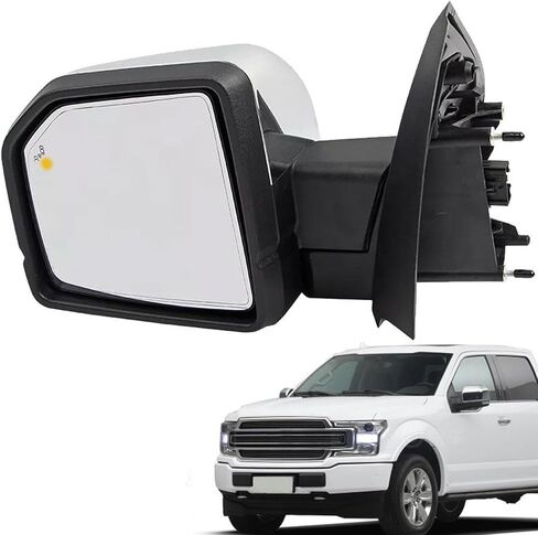 18 Pins Left Chrome Side Mirror Assembly Compatible With Ford F-150 F150 2015-2020 Power Folding W/Blind Spot Memory Driver Side Replacement For FO1320529 in Kuwait