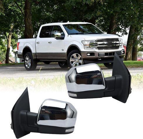 18 Pins Left Chrome Side Mirror Assembly Compatible With Ford F-150 F150 2015-2020 Power Folding W/Blind Spot Memory Driver Side Replacement For FO1320529 in Kuwait