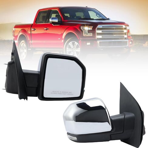 18 Pins Left Chrome Side Mirror Assembly Compatible With Ford F-150 F150 2015-2020 Power Folding W/Blind Spot Memory Driver Side Replacement For FO1320529 in Kuwait