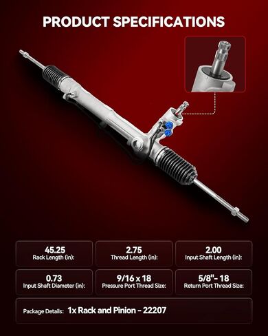 رف وترس توجيه هيدروليكي من Torchbeam لموستانج 80-93، ثندربيرد 80-88، مارك VII 84-92، كوغار 84-88، LTD 84-85 5.0L، كابري 80-86، كونتيننتال 82-87، فيرمونت 80-83 استبدال # 22207 in Kuwait