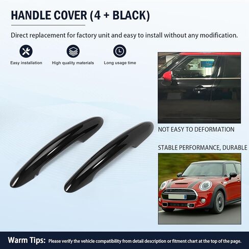 4 قطع غطاء مقبض الباب (أسود بيانو) متوافق مع Mini Cooper F55 Hatchback 2014-present، F60 Countryman 2017-present مع وصول مريح in Kuwait