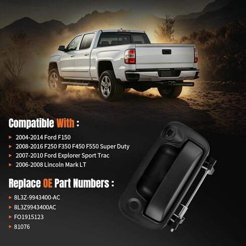 LCWRGS Tailgate Latch Door Handle Compatible with 2000 2001 2002 2003 2004 2005 2006 Toyota Tundra Liftgate Latch Handle Tail gate Rear Door Handle with Keyhole Replaces OE# 69090-0C010 690900C010 in Kuwait