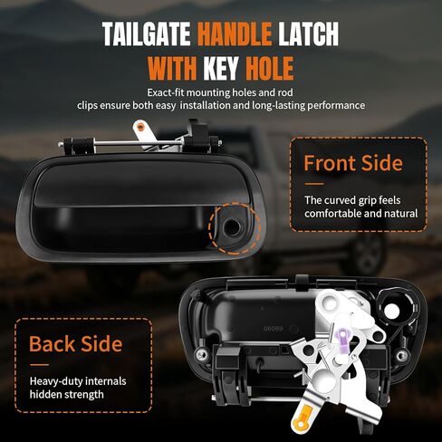 LCWRGS Tailgate Latch Door Handle Compatible with 2000 2001 2002 2003 2004 2005 2006 Toyota Tundra Liftgate Latch Handle Tail gate Rear Door Handle with Keyhole Replaces OE# 69090-0C010 690900C010 in Kuwait