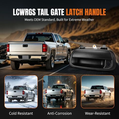 LCWRGS Tailgate Latch Door Handle Compatible with 2000 2001 2002 2003 2004 2005 2006 Toyota Tundra Liftgate Latch Handle Tail gate Rear Door Handle with Keyhole Replaces OE# 69090-0C010 690900C010 in Kuwait