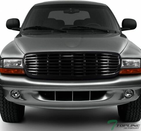 7422451238253 Compatible With 1997-2004 Dodge Dakota / 1998-2003 Durango Glossy Black Horizontal Front Bumper Grill Grille in Saudi Arabia