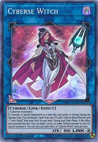 يو غي أوه! - Cyberse Witch - MP19-EN098 - Super Rare - الإصدار الأول - حزمة ضخمة من القصدير للتابوت الذهبي لعام 2019 in Kuwait