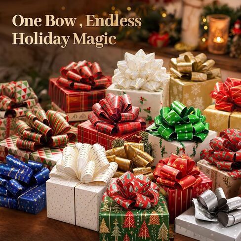 3 otters 26PCS Christmas Bows, 5 Inch Pull Bows, Classic Color Gift Wrap Pull Bows Wrapping Accessory for Christmas Holiday, Present Wrapping, Wedding Gift, Birthday, Baskets Decoration in Saudi Arabia