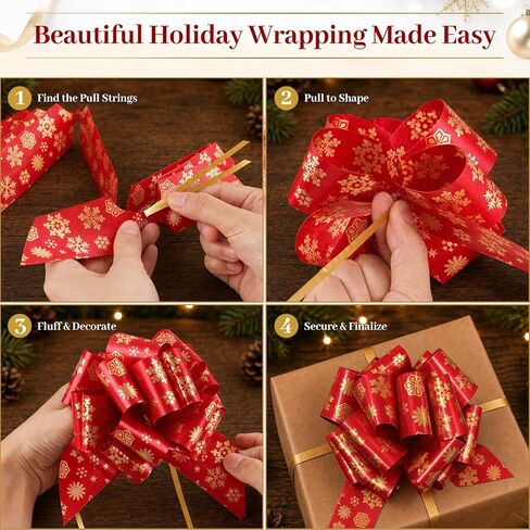 3 otters 26PCS Christmas Bows, 5 Inch Pull Bows, Classic Color Gift Wrap Pull Bows Wrapping Accessory for Christmas Holiday, Present Wrapping, Wedding Gift, Birthday, Baskets Decoration in Saudi Arabia