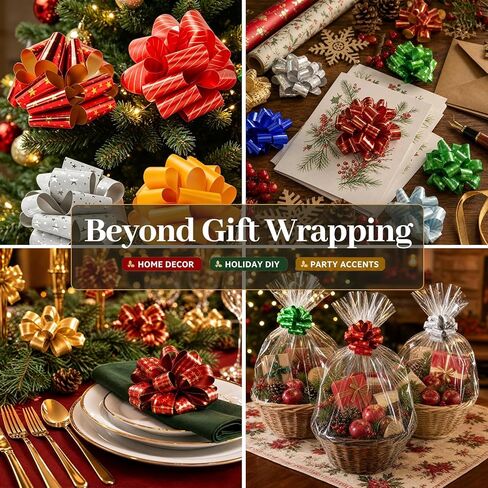 3 otters 26PCS Christmas Bows, 5 Inch Pull Bows, Classic Color Gift Wrap Pull Bows Wrapping Accessory for Christmas Holiday, Present Wrapping, Wedding Gift, Birthday, Baskets Decoration in Saudi Arabia