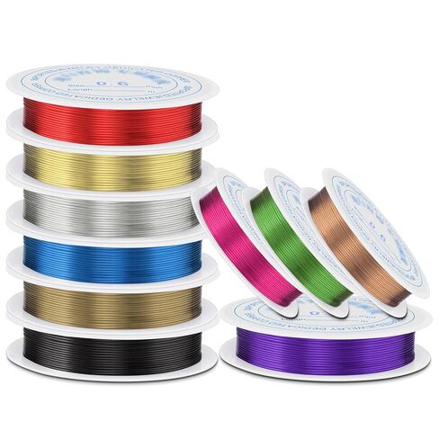 0.4 mm Dia. 10 Rolls Copper Jewelry Wire, 10 Assorted Colors Beading Wire for Jewelry Making Bracelet Earrings Rings Necklaces Flower Craft Projects in Kuwait