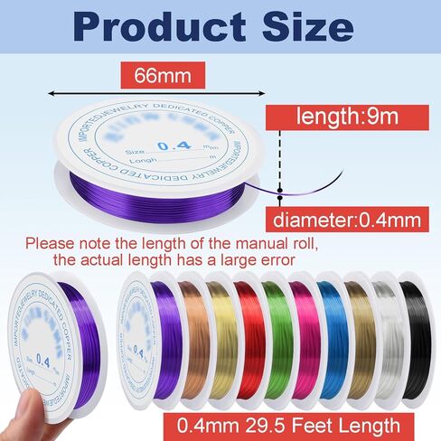 0.4 mm Dia. 10 Rolls Copper Jewelry Wire, 10 Assorted Colors Beading Wire for Jewelry Making Bracelet Earrings Rings Necklaces Flower Craft Projects in Kuwait